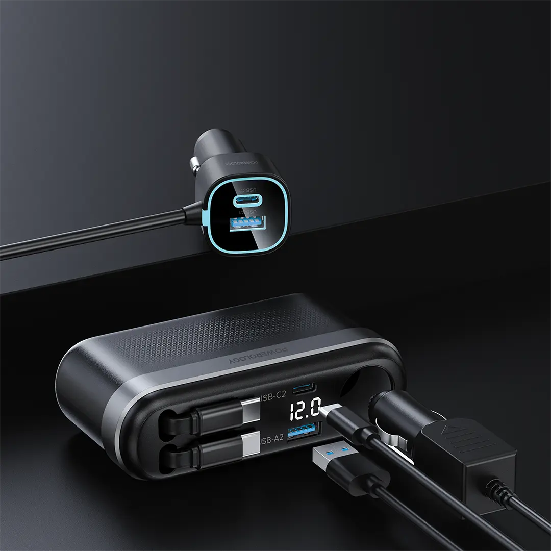 Powerology Currnex 60W Multi-Port Car Charger - Black