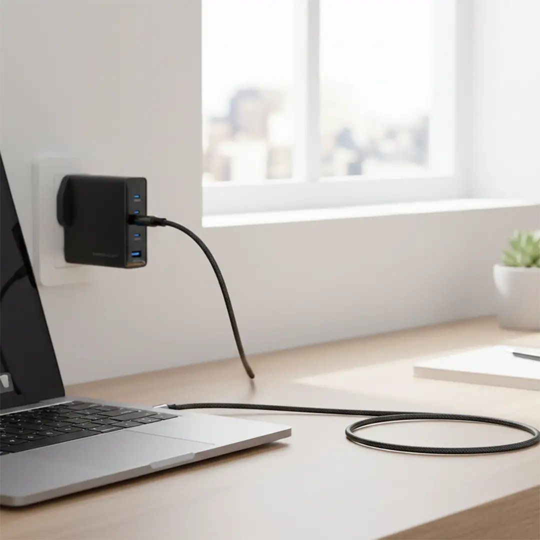 Powerology Volt-X 140W Multi-Port Gan Adapter - Black