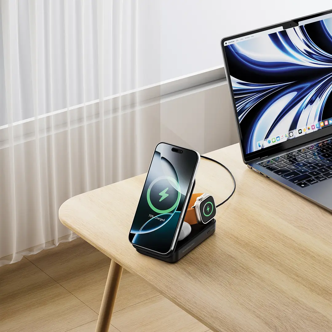 Powerology Kickvolt Portable Charging Stand Power Bank - Black