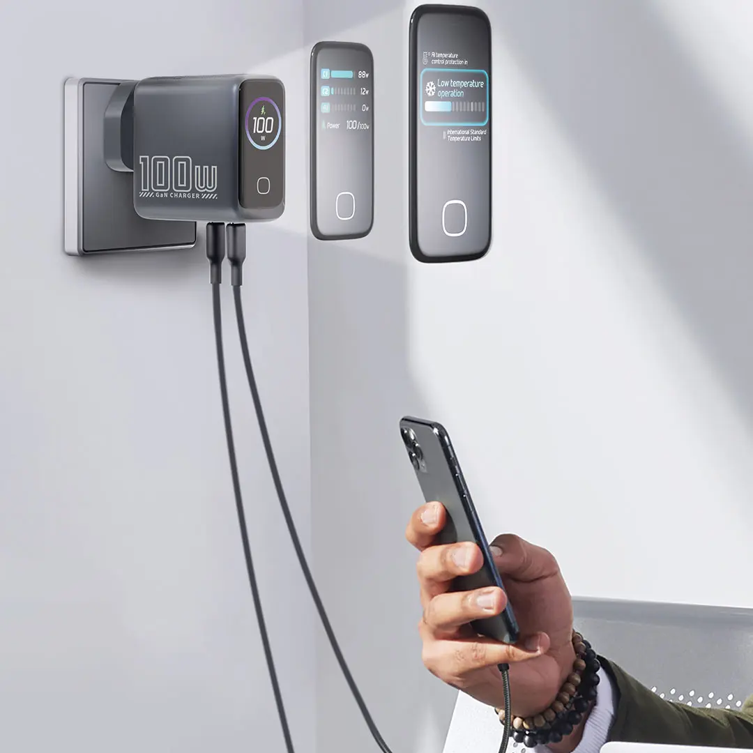 Powerology Voltflow 100W AVS GaN Wall Charger - Gray