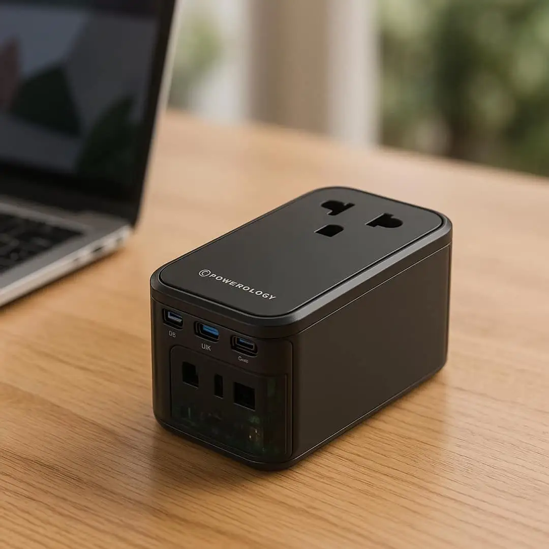 Powerology Marco Polo Ultra-Slim GaN III Travel Adapter - Black Powerology Marco Polo Ultra-Slim GaN III Travel Adapter - Black