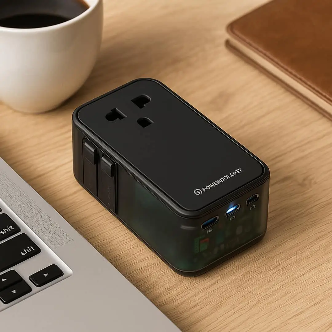 Powerology Marco Polo Ultra-Slim GaN III Travel Adapter - Black Powerology Marco Polo Ultra-Slim GaN III Travel Adapter - Black