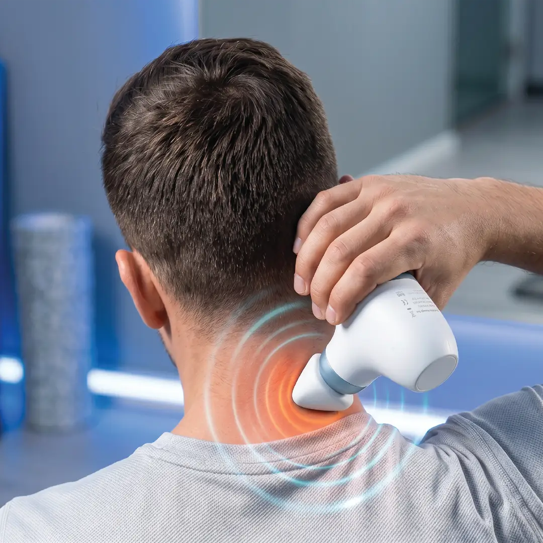 Powerology Mova Compact Massage Gun – White / Blue
