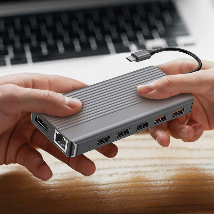 Powerology Compatible Hub alt tag="Powerology-Hubs and Docks-12in1 USB-C Hub-HDMI Type-C"