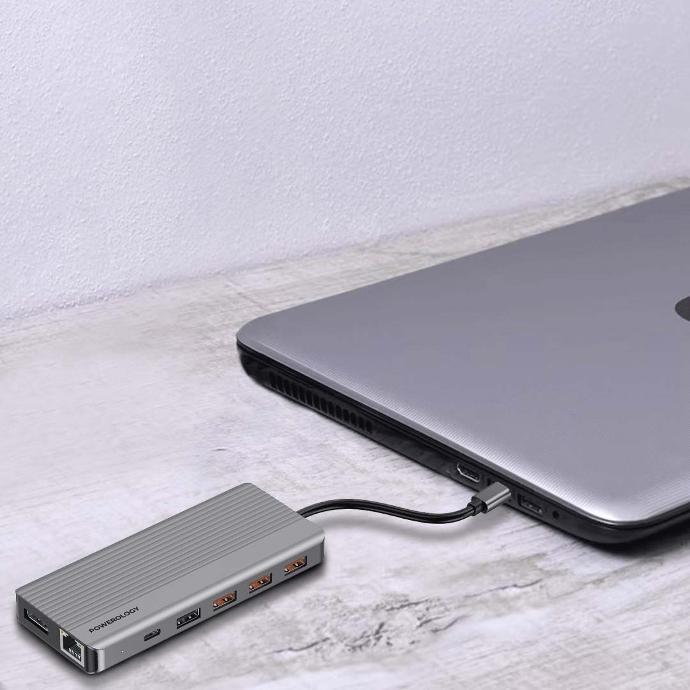Powerology High Speed Transfer Hub alt tag="Powerology-Hubs & Docks 13in1 USB-C Hub 4K RJ45 1000Mbps"