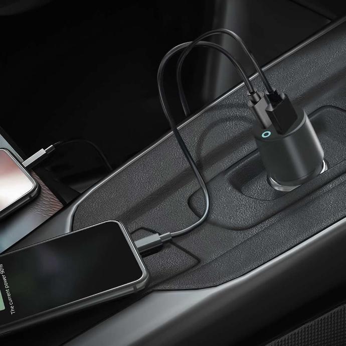 Powerology Dual Output Car Charger alt tag="Powerology Chargers & Cables Car Charger Dual Output Black"