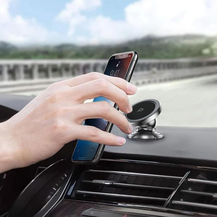 Powerology Strong Magnet Dash Mount alt tag="Powerology Holders & Stands Heavy Duty Dash Mount Strong Magnet Silver