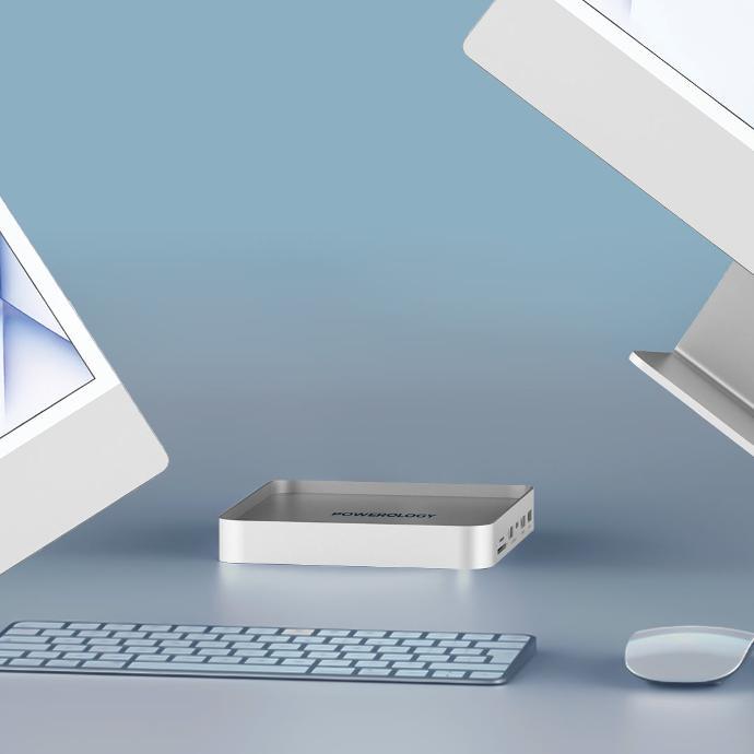 Powerology USB-C Dock with SSD alt tag="Powerology Hubs & Docks iMac 24 Inch USB-C Dock with SSD Gray"