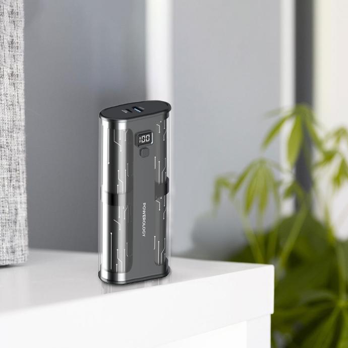 Powerology 20000mAh Power Bank alt tag="Powerology Power Bank Crystalline Series Powerbank 20000mAh TransparentGrey"