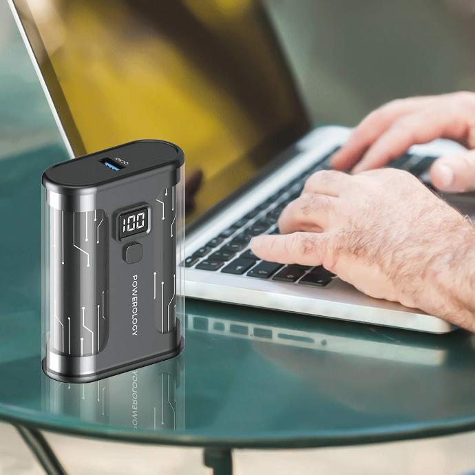 Powerology 35W Crystalline Power Bank alt tag="Powerology Power Bank Crystalline Series Powerbank 35W PD TransparentGrey"
