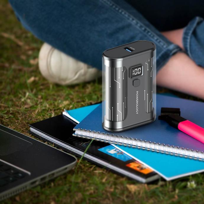 Powerology Ultra Compact Power Bank alt tag="Powerology Power Bank Crystalline Series Powerbank Ultra Compact TransparentGrey"