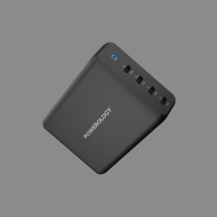 Powerology 165W Desktop Charger alt tag="Powerology Cables & Chargers GaN Desktop Charger 165W Power-Delivery Black"
