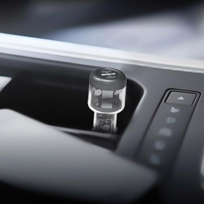 Powerology Dual USB-C Car Charger alt tag="Powerology Cables & Chargers Crystalline Car Charger Dual USB-C TransparentGrey"