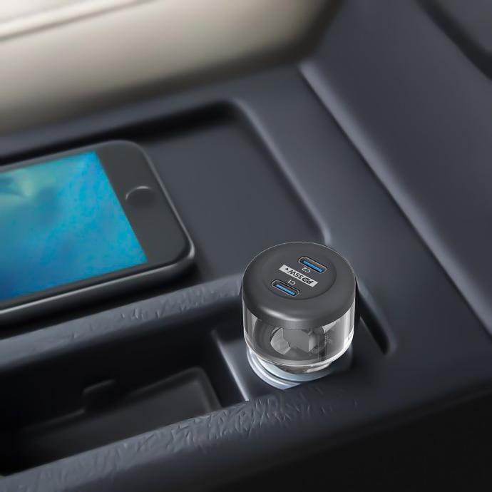 Powerology Fast Crystalline Car Charger alt tag="Powerology Cables & Chargers Crystalline Car Charger Fast Charging TransparentGrey"