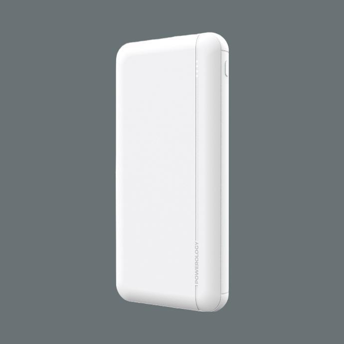 Powerology 10000mAh Power Bank alt tag="Powerology Power Banks Polymer Power Bank 10000mAh PD QC White"