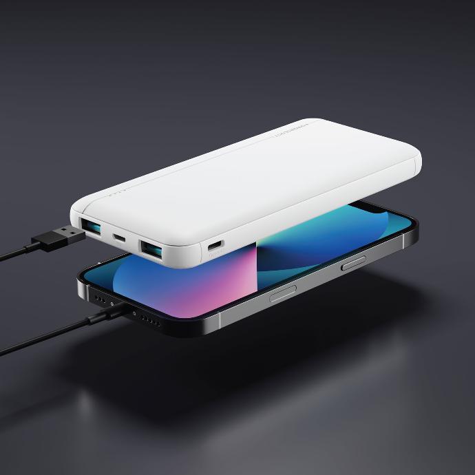 Powerology Power Bank with Durable Coating alt tag="Powerology Power Banks Polymer Power Bank 10000mAh Durable Coating White"