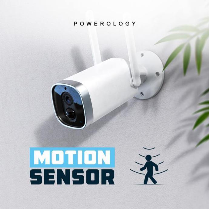 Powerology Wireless Outdoor Camera alt tag="Powerology Smart Cameras Wireless Outdoor Camera With Solar Panel White"