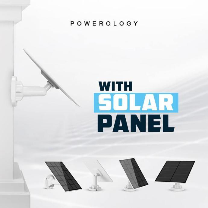 Powerology Camera with Solar Panel alt tag="Powerology Smart Cameras Wireless Outdoor Camera With Solar Panel Night Vision White"