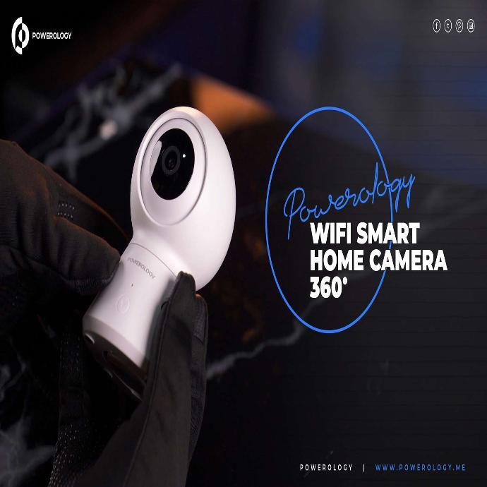Powerology WiFi Smart Home Camera alt tag="Powerology Smart Cameras Wifi Smart Home Camera 360 Horizontal and Vertical Movement White"