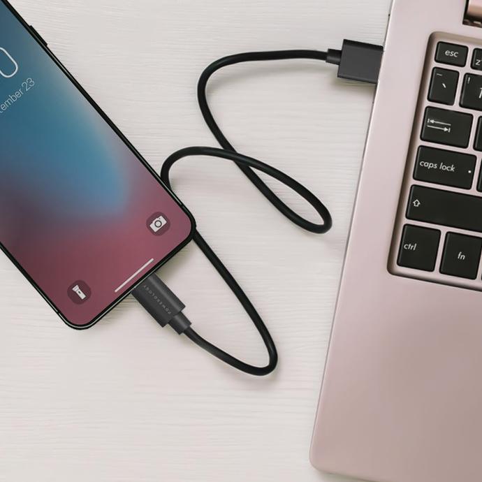 Powerology Bends Proof Fast Charge Cable alt tag="Powerology Cables & Chargers USB-A to Type-C Data Fast Charge Cable Bends Proof Black"