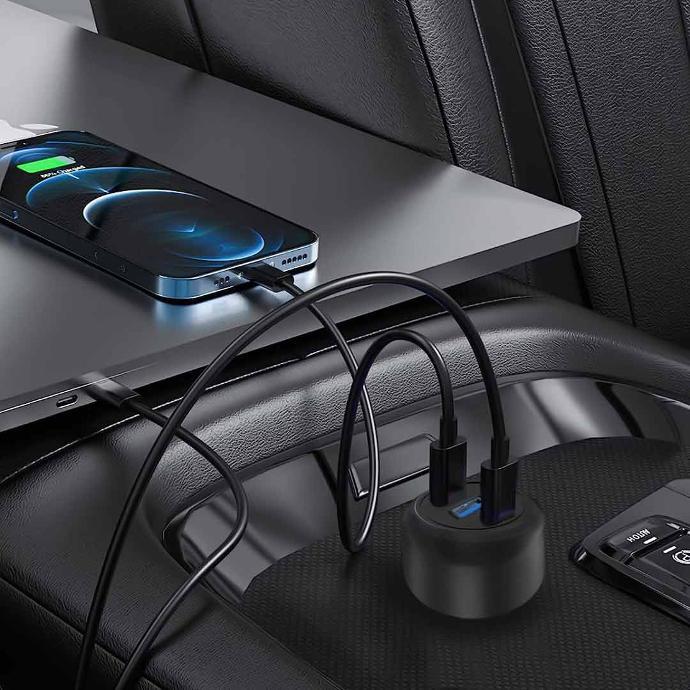 Powerology Multi Port Car Charger alt tag="Powerology Cables & Chargers Ultra-Quick Car Charger 130W Multi Port Black"
