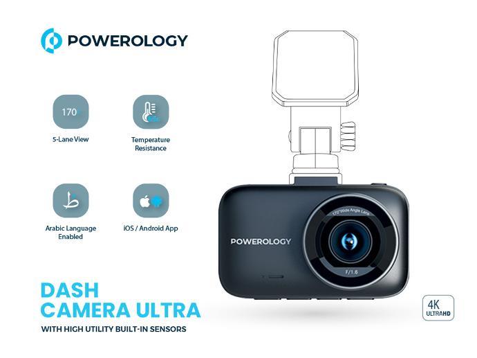 Powerology Dash Camera HD Display alt tag="Powerology Dash Camera HD Display Wide Range Black"
