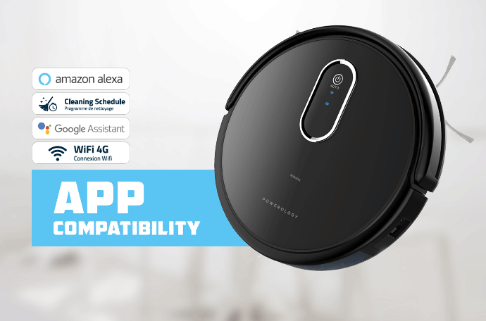 Powerology Compatible Vacuum Cleaner alt tag="Powerology Lifestyle Smart Robotic Vacuum Cleaner 2600mAh Compatible Black"