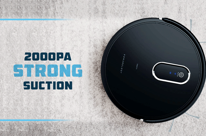 Powerology Strong Suction Vacuum Cleaner alt tag="Powerology Lifestyle Smart Robotic Vacuum Cleaner 2600mAh Strong Suction Black"