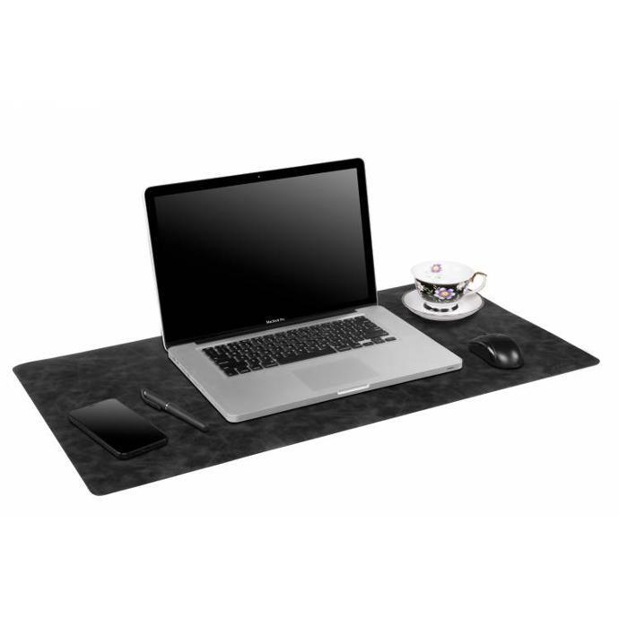 Powerology Smooth Desk Pad alt tag="Powerology Chargers and Cables Vegan Leather Desk Pad Smooth Charcoal"