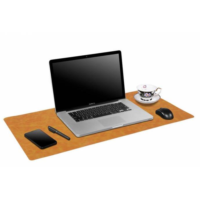Powerology Anti Slip Desk Pad alt tag="Powerology Chargers and Cables Vegan Leather Desk Pad Anti Slip Base Cognac"