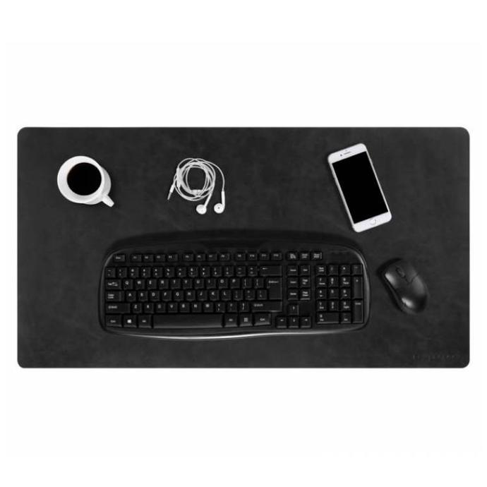 Powerology Slim Desk Pad alt tag="Powerology Chargers and Cables Vegan Leather Desk Pad Slim Charcoal"