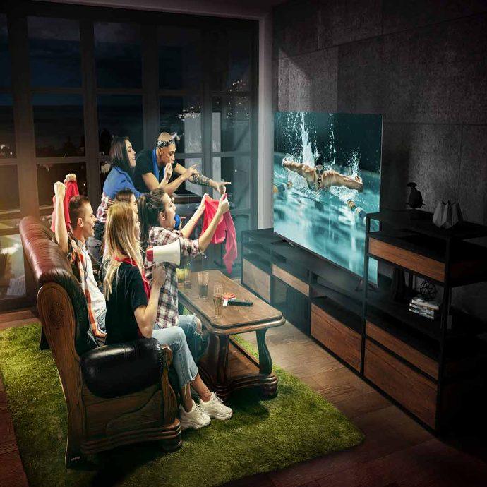 Powerology 4K Ultra HD Smart Google TV alt tag="Powerology Projectors and TV 65 UHD Smart Google TV Crystal Optics Black"