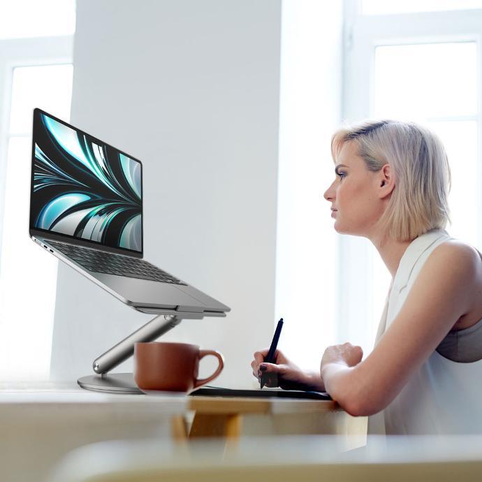 Powerology Adjustable Desktop Stand for Laptop alt tag="Powerology Holders and Stand Rotatable Desktop Stand for Laptop Adjustable Gray"