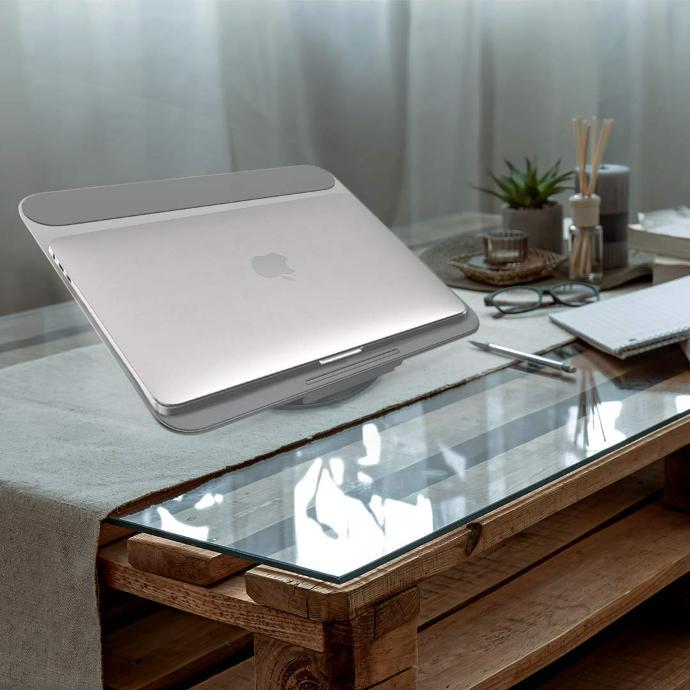 Powerology Compact Desktop Stand for Laptop alt tag="Powerology Holders and Stand Rotatable Desktop Stand for Laptop Compact Gray"