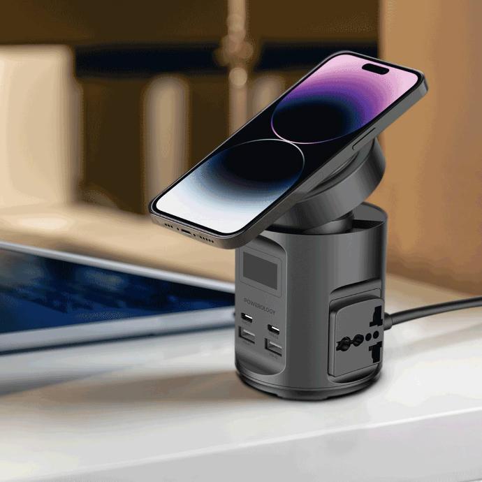 Powerology Compact Power Hub alt tag="Powerology Powerhub MagSafe Power Hub Compact Black"