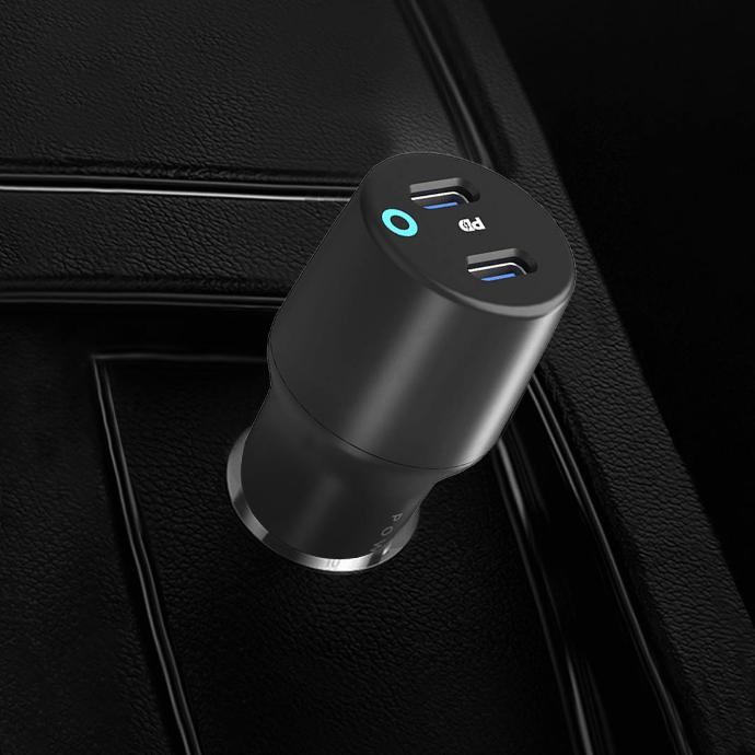 Powerology Car Charger Dual Output alt tag="Powerology Cables & Chargers Ultra-Quick Car Charger with Dual Output Black"