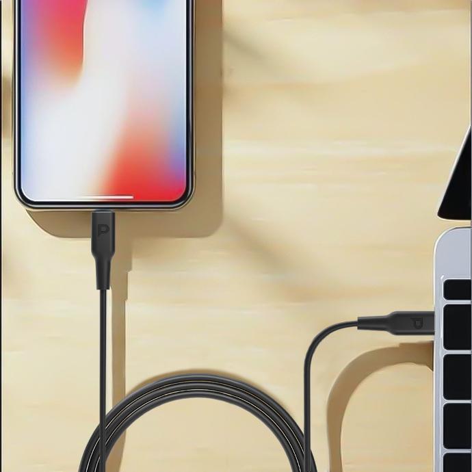 Powerology Compatible USB-C Lightning Cable alt tag="Powerology Cables & Chargers USB-C Lightning Data and Charge Cable Compatible Black"