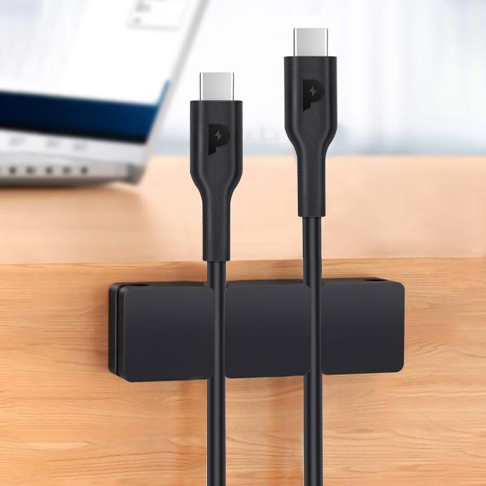 Powerology Durable Type-C to Type-C Cable alt tag="Powerology Cables & Chargers Type-C to Type-C Fast Charging Cable Durable Black"
