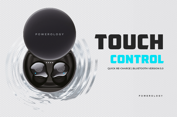 alt tag="Powerology Audio Primo True Wireless EarBuds Touch Control Gray"