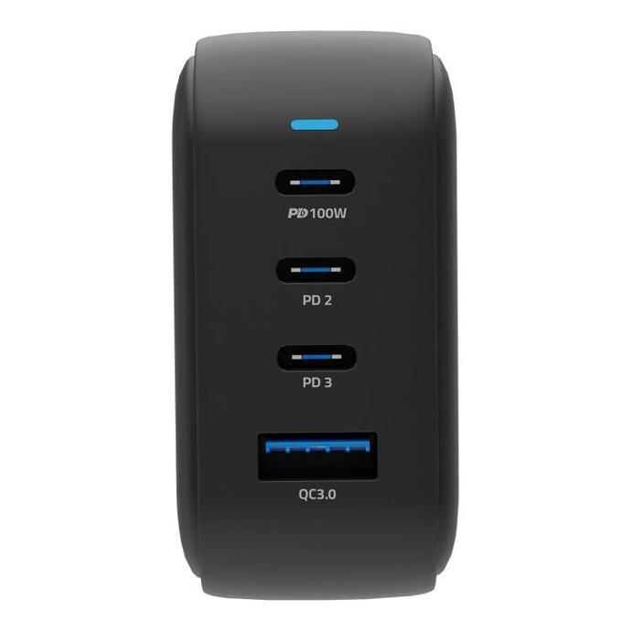 alt tag="Powerology Chargers and Cables 100W Triple PD + 1 QC3.0 World Travel Kit Portable Black"