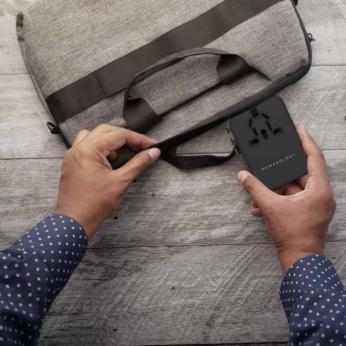 Powerology Portable Universal Charger alt tag="Powerology Cables & Chargers Universal Charger with Triple USB-A Ports Portable Black"