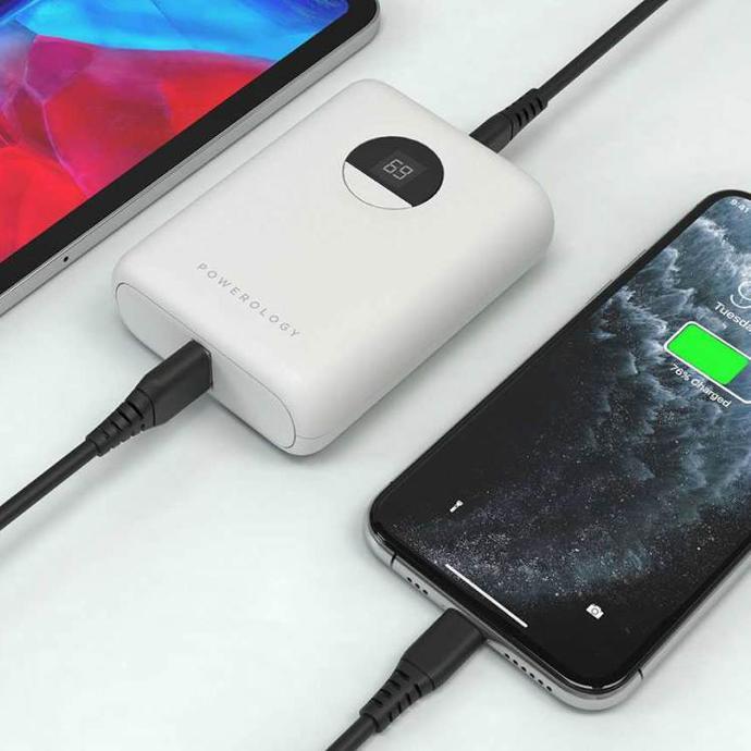 Powerology Ultra Compact Power Bank alt tag="Powerology Power Banks Ultra-Compact 10000 mAh Fast Charging Power Bank White"