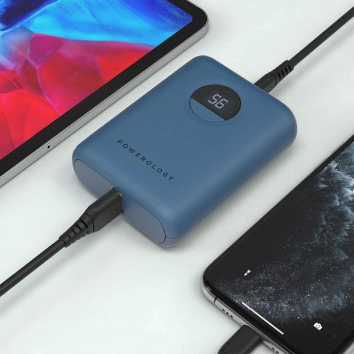 Powerology Compatible Power Bank alt tag="Powerology Power Banks Ultra-Compact 10000 mAh Fast Charging Power Bank Blue"