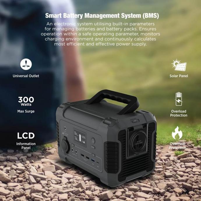 Powerology Power Generator with Over Heat Protection alt tag="Powerology Power Station Portable Power Generator 62500 mAh Pure Sine-Wave Output LCD Panel Black"