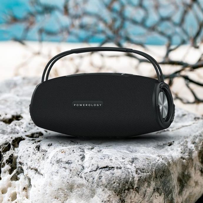 Powerology Waterproof Speaker alt tag="Powerology Audio Phantom Portable Bluetooth Speaker Waterproof Black"