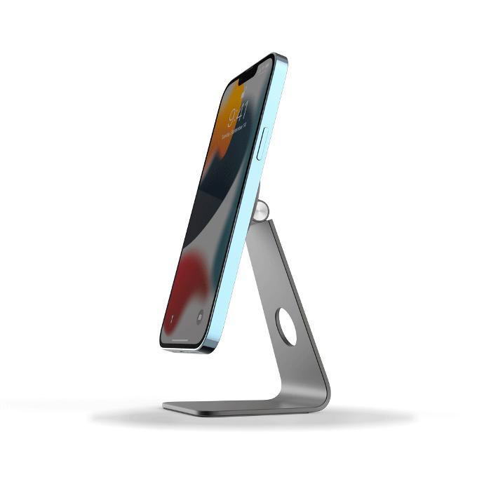 Powerology Lightweight Desktop Phone Stand alt tag="Powerology Holders and Stands Desktop Acute Magsafe Phone Stand with 17N5 Magnets Lightweight Grey"