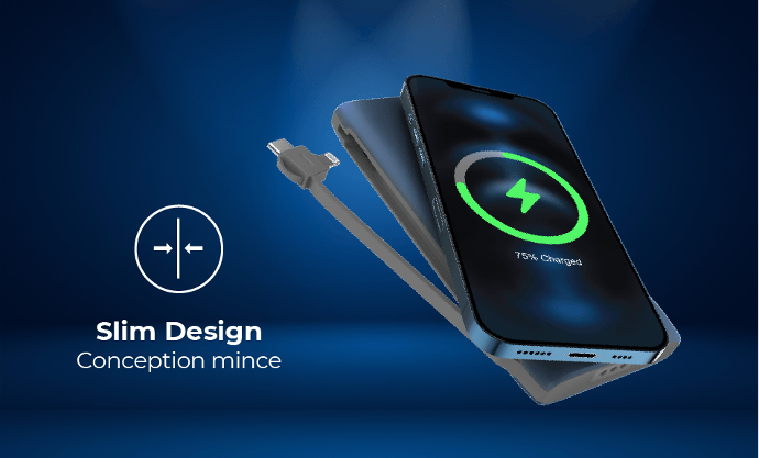 alt tag="Powerology Power Station 8 in 1 Power Bank Station with Built-In Lightning and Type-C Cable Slim Design Blue"
