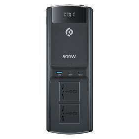 alt tag="Powerology Power Hub 500W Universal Multi-Port Car Inverter with Dual USB-C Output Multiport Black"