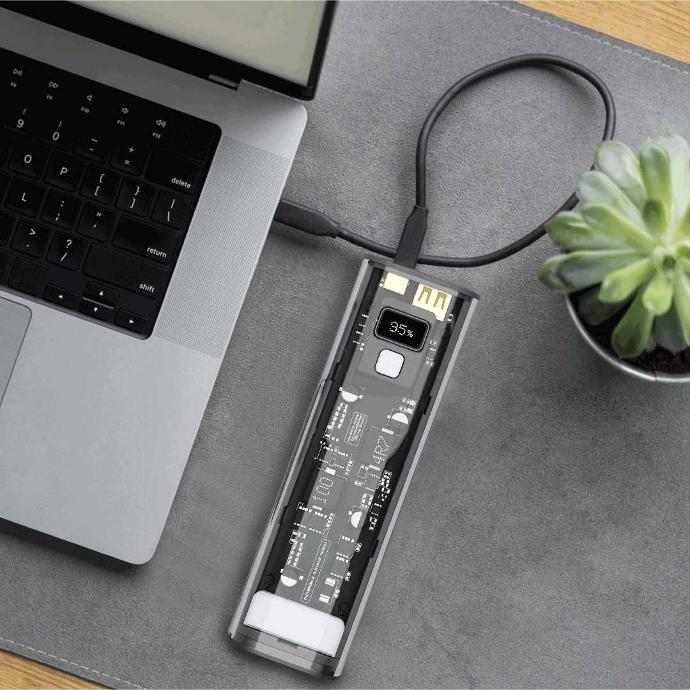 Powerology Fast Charge Power Bank alt tag="Powerology Power Bank Crystalline Series Power Bank 24000mAh PD 100W Fast Charge Grey"