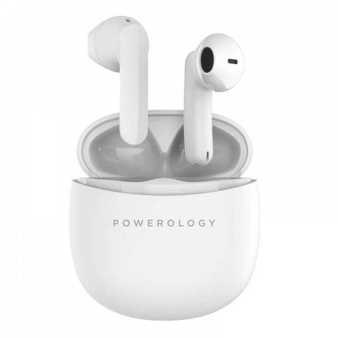 Powerology lightweight Stereo Buds Plus alt tag="Powerology Audio Bluetooth Stereo Buds Plus Lightweight White"